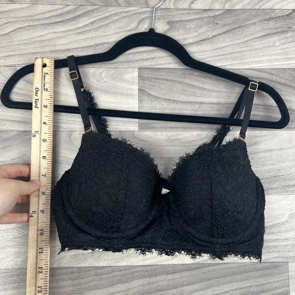 Aerie Balconette Lightly Lined Bra Women 36B Black Lace Floral Adjustable Straps - Picture 6 of 15